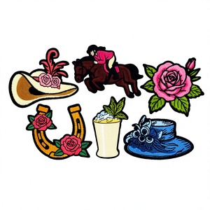 Patchs thermocollants en PVC brodés de sequins, style sudiste Kentucky Derby, motif cheval de course et rose, pour chapeaux, vêtements, sacs et artisanat DIY - Product Image 3