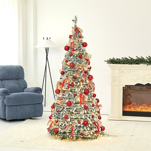 Albero di Natale Artificiale Pre-Decorato Pieghevole per Decorazioni Festive (Rosso, Rosa e Bronzo) - Product Image 1