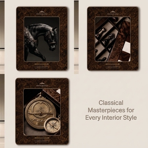 Cuadro de Cuero 3D de Lujo de 80x100cm, <span class=keywords><strong>Arte</strong></span> Mural Ecuestre Estilo Old Money, Pintura de Caballo, Decoración para el Hogar con Marco Doble de Madera de Burl Premium - Product Image 6
