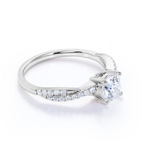 Anillo de Compromiso de Plata de Ley con Baño de Oro Rosa y Moissanita de Corte Ovalado de 3 Quilates, Estilo Vintage para Mujer, con Engaste de Puntas NGGC