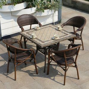 Option de chaises en rotin en aluminium de jardin extérieur moderne pour l'utilisation de villa de campagne de vacances de restaurant de parc - Product Image 4