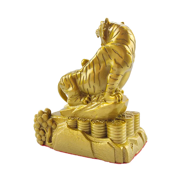 2024 prix de gros cuivre statue produits maison fengshui décor à la maison métal laiton doré zodiaque tigre ornements sculpture en laiton