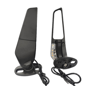 CNC Aluminum Alloy Motorcycle <b>Mirror</b> With LED Light Black Pair For Retrofit Upgrade <b>Square</b> Type - Product Image 4