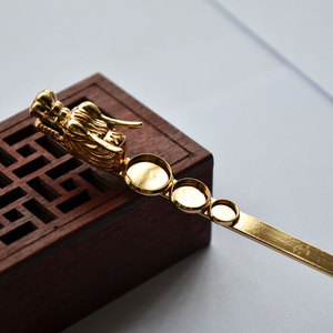 Épingle à cheveux tête de dragon style dynastie Ming, 15 cm, plaqué cuivre or et argent, accessoire Hanfu, fourche à cheveux rétro en métal - Product Image 4