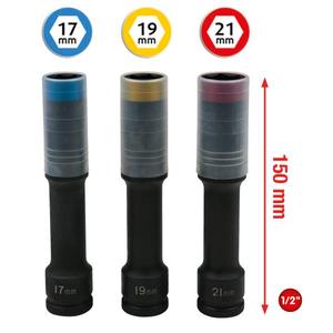KS TOOLS - 515.0622 SlimPOWER Jantes en aluminium, jeu de douilles, extra longues, 1/2 '', 17, 19, 21mm (3 pcs) - Product Image 2
