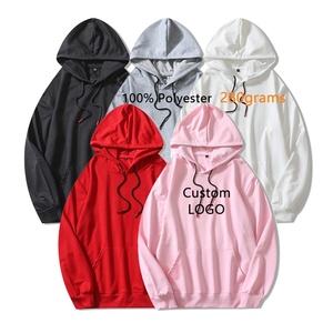 Sudadera con capucha de peso pesado para hombre 280g 100% poliéster en blanco liso deporte Sudadera con capucha logotipo personalizado hombres Fitness sudaderas con capucha - Product Image 1