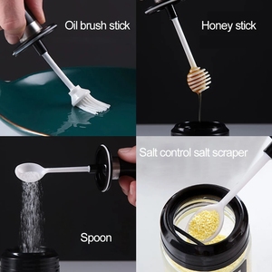 Hủ đựng gia vị thủy tinh 250ml, có nắp đậy kín, kèm cọ và thìa, dùng đựng muối, đường, dầu ăn - Product Image 4