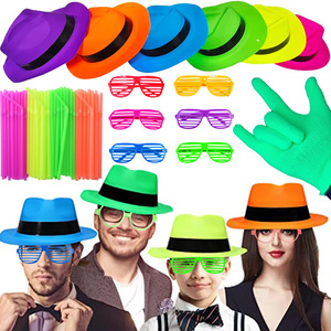 6, 12, 24, 30 pièces de fournitures de fête néon, chapeaux formels néon, chapeaux fluorescents qui brillent sous la lumière UV, <span class=keywords><strong>d</strong></span>écorations de fête UV pour adultes - Product Image 1