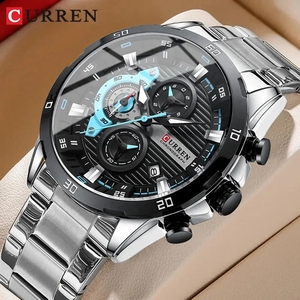 CURREN 8402 Reloj De Lujo Para Hombre, Reloj Azul Deportivo De Acero Completo, Reloj De Cuarzo Para Hombre, Reloj De Pulsera Masculino De Pulso