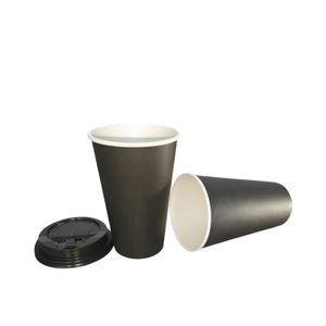 Custom <b>Coffee</b> <b>Cups</b> Disposable High GSM Eco Friendly Water Based Coating Disposable Hot Beverage Single Wall <b>12oz</b> <b>Cups</b> With Lid - Product Image 3