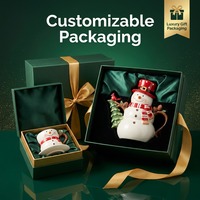 Tetera de Cerámica con Forma 3D de Muñeco de Nieve Navideño, Gorro Rojo, Bufanda, Árbol de Pino, Linterna, Regalo de Té Navideño, Decoración Personalizada al por Mayor
