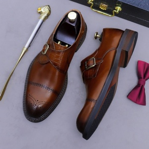 Nouvelles Chaussures Monk en Cuir Pleine Fleur à Boucle pour Hommes – Tendance, Polyvalentes, Décontractées à Trois Liens Sculptés - Product Image 3