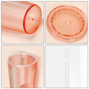 Colored Plastic Cups <b>Large</b> Capacity 710ml Portable Diamond-shaped Multiple Colors Tumbler for Event - Product Image 6
