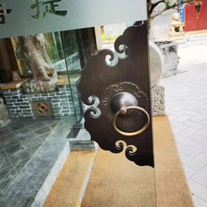 Poignée de porte en cuivre de style antique, couleur bronze, diamètre 35 cm, nouveau style chinois - Product Image 4