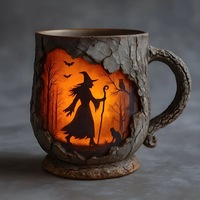 Mug en résine 3D personnalisé de 300 ml avec thème Forêt Magique, en acier inoxydable, pour cadeaux fantaisie et décoration d'Halloween