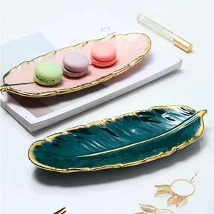Platos de cerámica, forma de hoja de agua de porcelana, platos para servir de porcelana para fiestas, platos para aperitivos, platos de cerámica PARA CENA - Product Image 3