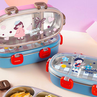 Boîte à lunch isotherme en acier inoxydable anti-fuite pour étudiants, enfants, micro-ondable, type bento