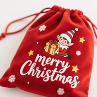 Vente de gros Sac de poche personnalisé pour fête de mariage et Noël avec cordon en velours pour jouets bonbons et boucles d'oreilles Logo avec impression personnalisée