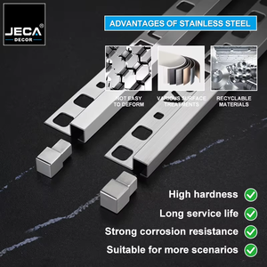 Profilo per Piastrelle in Acciaio Inox <span class=keywords><strong>con</strong></span> Tappi Terminali, Profilo Decorativo Bullnose Quadrato per Bordi Piastrelle, Striscia di Transizione Decorativa per Pareti e Pavimenti - Product Image 5