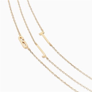 Collar de Acero Inoxidable con Letra Inicial Chapada en Oro de 18k, 26 Letras Mayúsculas, Joyería - Product Image 1