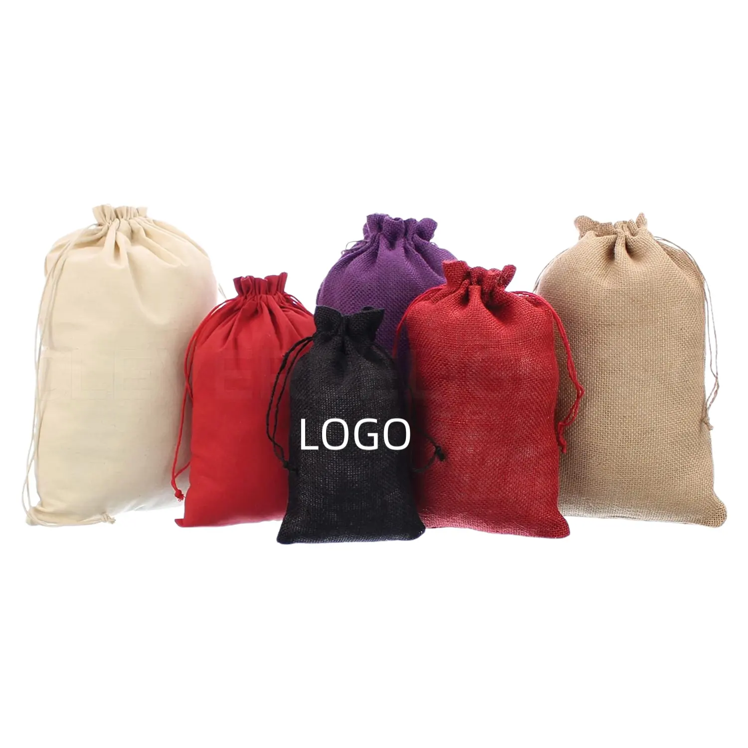 OEM Wholesale In Stock Cheap Custom Christmas Small Pouch Burlap Durable Natural Linen Gift Jute Drawstring Bag