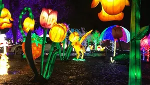 Linterna de seda con forma de flor gigante, tulipán para iluminación de jardín, decoración de festivales, decoraciones de fiesta a la venta