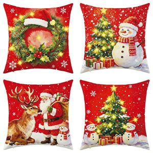 New LED <b>Christmas</b>-themed <b>throw</b> pillowcase with flashing lights for bedroom, living room, and car seats. Factory direct sales. - Product Image 1