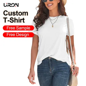 T-shirt donna URON 2024 alta qualità 100% cotone t-shirt personalizzate per le donne t-shirt