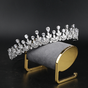 Couronnes en Zircon plaqué platine pour femme, bijoux, accessoires pour diadème de mariage, parure de mariée ou spectacle - Product Image 1