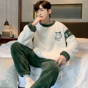 Factory Wholesale Premium <strong>Flannel</strong> Daily <strong>Pyjamas</strong> Plus Size <strong>Men's</strong> Sleepwear Winter Warm 2pcs Pajamas for <strong>Men</strong> Set - Product Image 4
