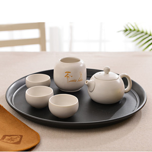Double Swords Brown <b>Round</b> Square Pu Leather Abs Plastic Non Slip <b>Tray</b> Tea Coffee Fast Food <b>Serving</b> <b>Tray</b> Hotel Use - Product Image 3