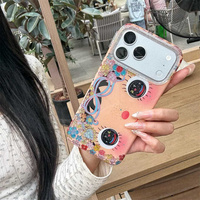 Casing HP Rainbow Gradient Flower Girls untuk iPhone 17 16 15 14 Pro Max Glitter Bow bling IMD Gilded Smile face back Cover lucky
