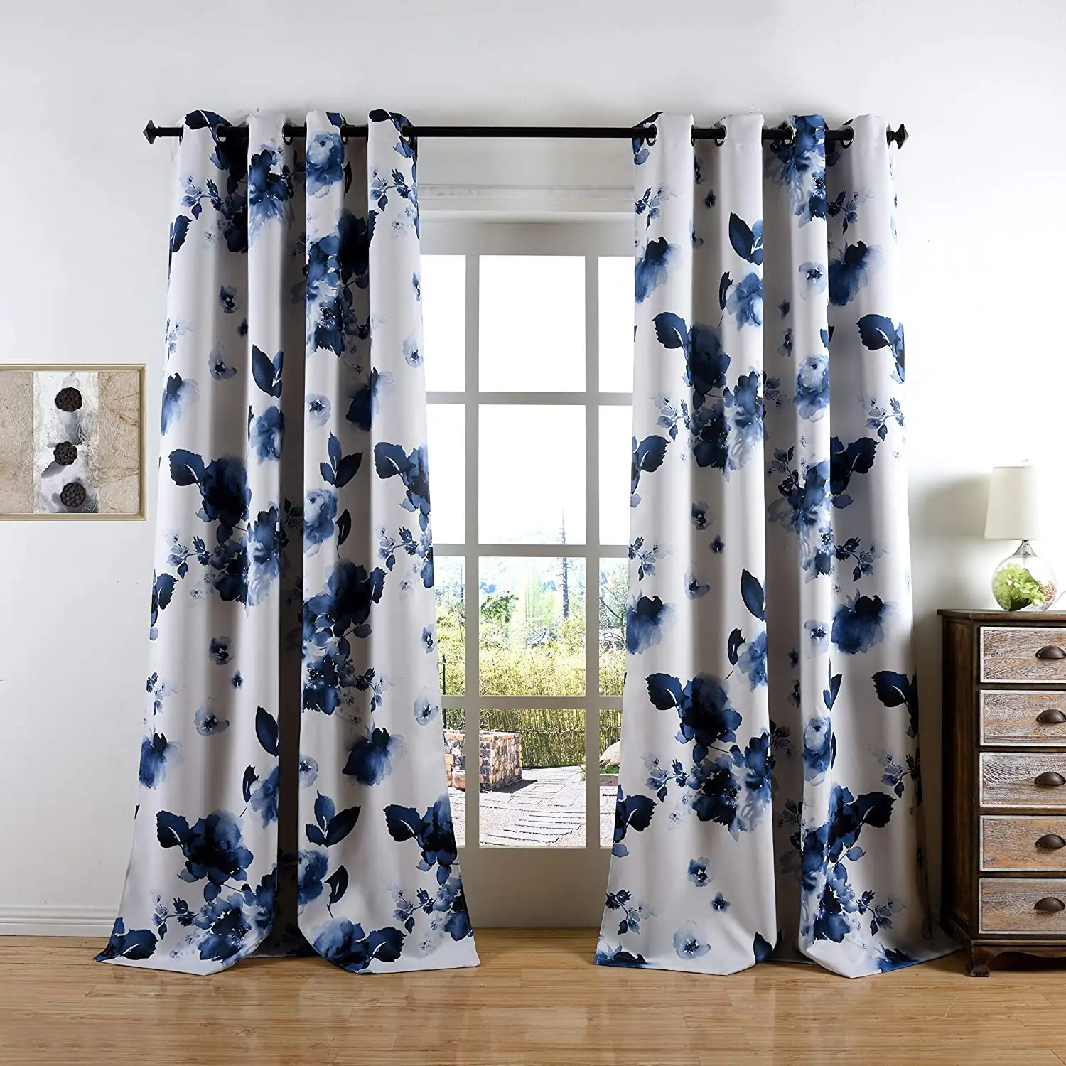 Classical leaves printed blackout curtain designs curtains living room