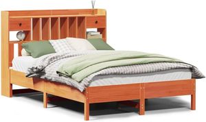 Letto Moderno in Legno Massello con <span class=keywords><strong>Testiera</strong></span> Libreria Salvaspazio 120x190 <span class=keywords><strong>cm</strong></span> Marrone Cera Arredamento Camera da Letto - Product Image 3