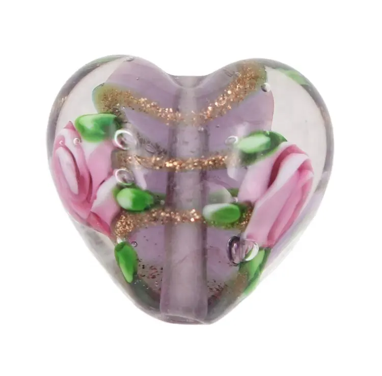 Шелковая Линия цвета розового золота в форме сердца, 16 мм, недорогие модные хрустальные лампворк ручной работы, стеклянные бусины для изготовления ювелирных изделий