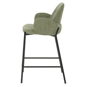 Tabourets <span class=keywords><strong>de</strong></span> <span class=keywords><strong>bar</strong></span> élégants en tissu vert avec pieds en métal noir Design ergonomique Siège arrière souple pour coin repas - Product Image 4