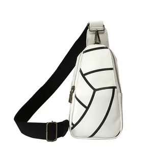 Vintage leather Chest Bag for outdoor sport, Volleyball Soccer Printed Sling Backpack Shoulder Crossbody Bag For Women