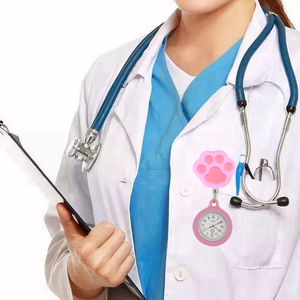 <span class=keywords><strong>Montre</strong></span> de poche médicale colorée et adorable avec empreintes de pattes de chat rétractables, pour infirmières, médecins, femmes, hôpital, cadeaux médicaux - Product Image 6
