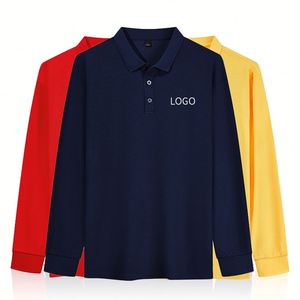 Venta al por mayor de alta calidad logotipo personalizado de manga larga Polo Camisetas cuello de lujo de algodón puro Polo para hombre - Product Image 6