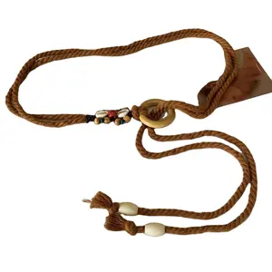 Chaîne de taille femme sens du style ethnique ceinture tissée femme cent avec décoration de taille ficelle taille corde noeud femme