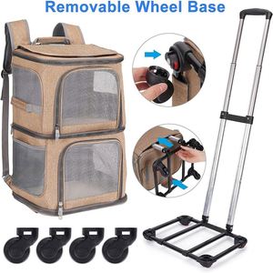 Küçük kediler ve köpekler için tekerlekler haddeleme kedi evcil hayvan taşıyıcı ile çift seyahat taşıyıcısı sırt çantası - Product Image 5