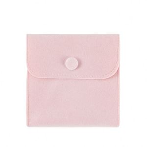 Button Packaging Small <b>Velvet</b> Custom Logo Pink Suede Fabric Small Bag Eco Friendly <b>Jewelry</b> <b>Box</b> With Pouch - Product Image 4