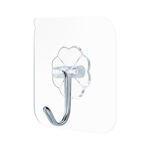 Transparent <b>Adhesive</b> <b>Hooks</b> 6x6cm Single <b>Hook</b> Waterproof Oilproof Kitchen Bathroom Use Max 10kg Load Capacity - Product Image 3
