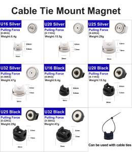 روابط كابلات مغناطيسية قوية من النيوديميوم تدعم الشعار المخصص، رابط كابلات مغناطيسي أسود مطلي بالإيبوكسي - Product Image 4
