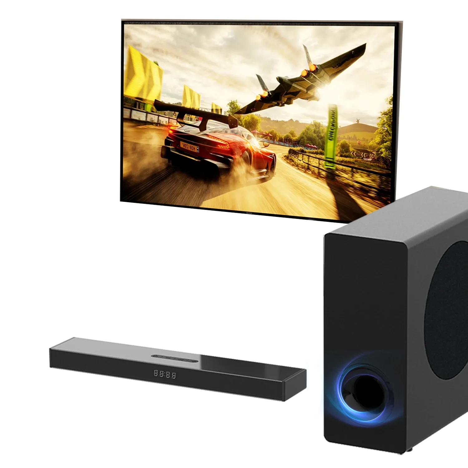 Venta al por mayor Barra de sonido inalámbrica BT Surround barra de sonido estéreo para PC Home Theater subwoofer altavoz sistema de cine en casa