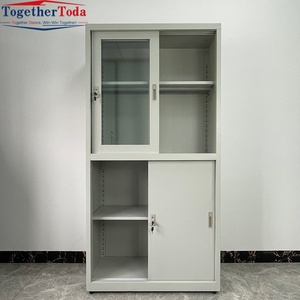 Armoire de bureau moderne en métal réglable et durable avec portes coulissantes en acier, gain de place, écologique, pour hôpital, école, hôtel, salle de bain - Product Image 5