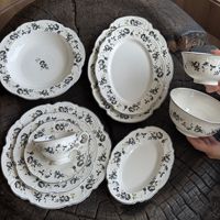 Lelyi Nieuwe Franse Retro Handgeschilderde Zwarte Rand Bloemmotief Reliëf Keramische Bord Exquise Afternoon Tea Dessert Bord