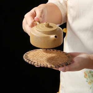 Handmade Natural Palm Fiber Coaster Circle 8cm 10cm 13cm 16cm 18cm 20cm Heat Insulating Tea Ceremony Accessory - Product Image 2