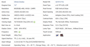 G070Y3-T01 ของแท้ใหม่ โมดูลจอ LCD อุตสาหกรรม Innolux ขนาด 7 นิ้ว 800*480 600nits จอแสดงผล TFT สำหรับใช้งานในอุตสาหกรรมยานยนต์ - Product Image 2