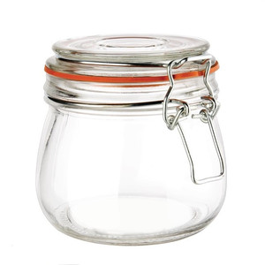 Barattolo di <span class=keywords><strong>vetro</strong></span> trasparente da 16 once 500ml con parte superiore a Clip per inscatolamento di alimenti e sottaceti conservazione del miele - Product Image 1